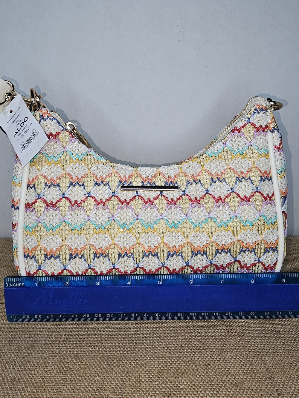 Women’s Multicolor Woven Shoulder Bag with Coin Pouch - Picture 2 of 6